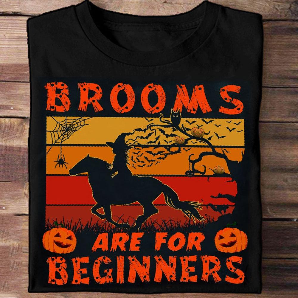 Las escobas son para principiantes Camiseta de Halloween con diseño de caballo