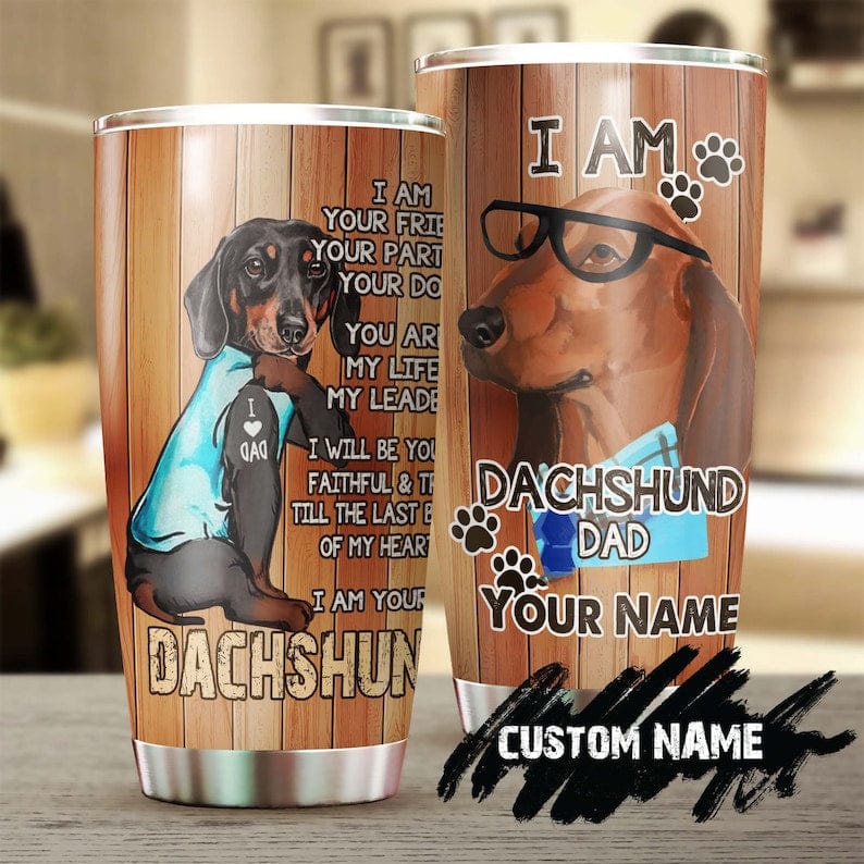 Vaso personalizado para el Día del Padre con la frase "Soy papá perro salchicha"