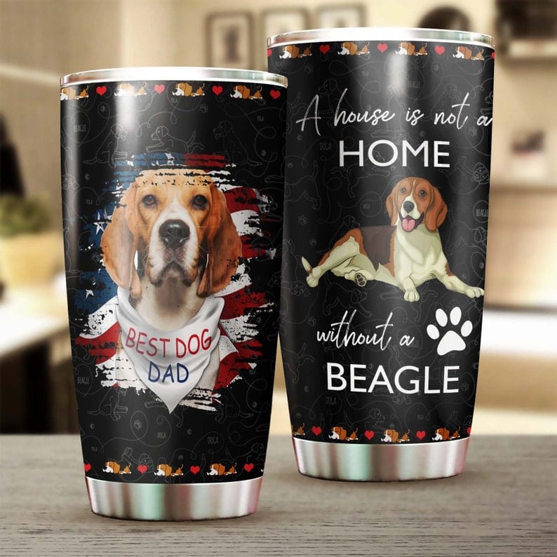 Vaso para el día del padre con el mejor perro papá beagle