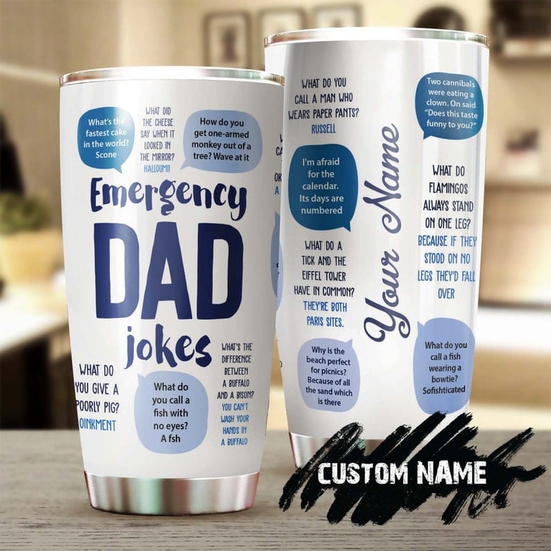 Vaso divertido para el día del padre con chistes personalizados de papá