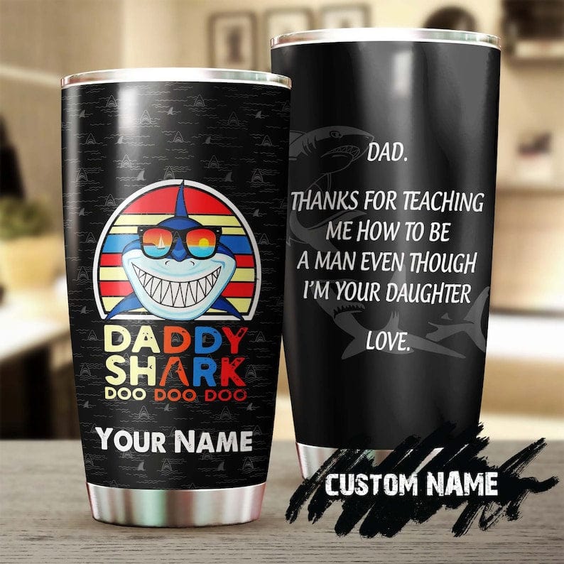 Vaso divertido personalizado para el Día del Padre con la imagen de Daddy Shark