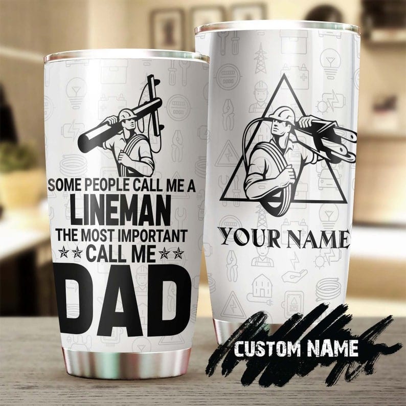 Vaso personalizado para el día del padre con el nombre de papá liniero