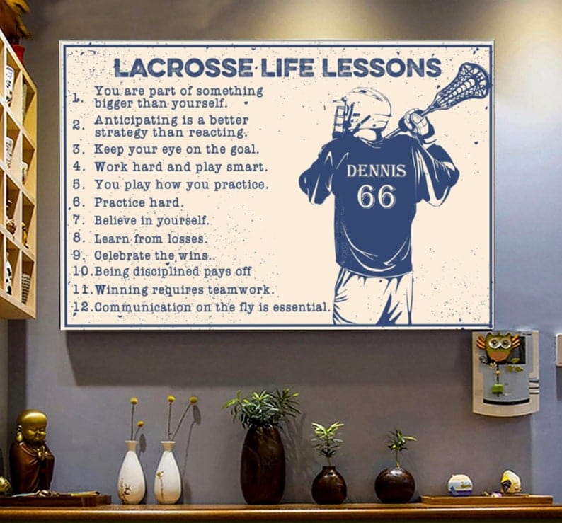 Póster personalizado de lecciones de vida de lacrosse, lienzo