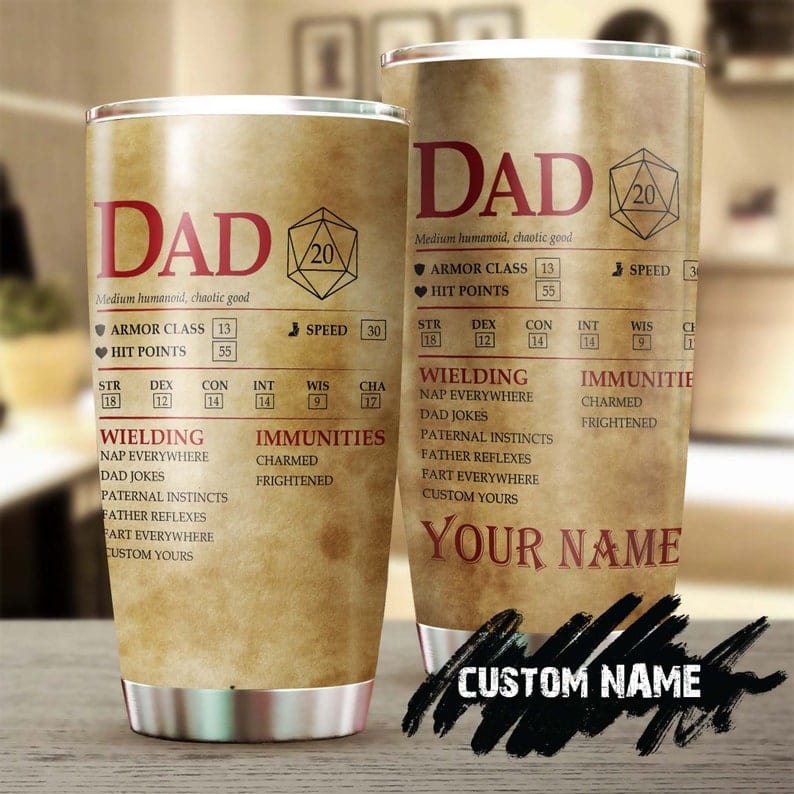 Vaso personalizado para el Día del Padre con estadísticas de ADN de papá, divertido biólogo