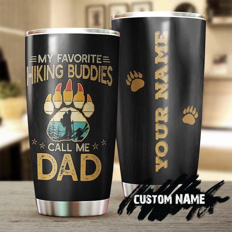 Vaso personalizado para el Día del Padre con la frase "Mis compañeros de senderismo favoritos me llaman papá"
