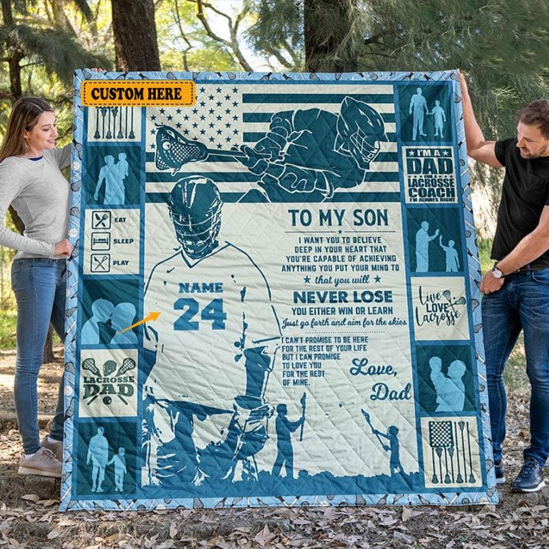 Para mi hijo, con amor de papá, manta de lacrosse personalizada, polar y sherpa