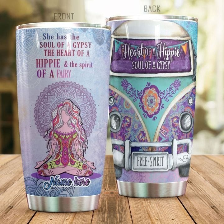 Vaso personalizado con forma de furgoneta con el alma gitana y el corazón hippie
