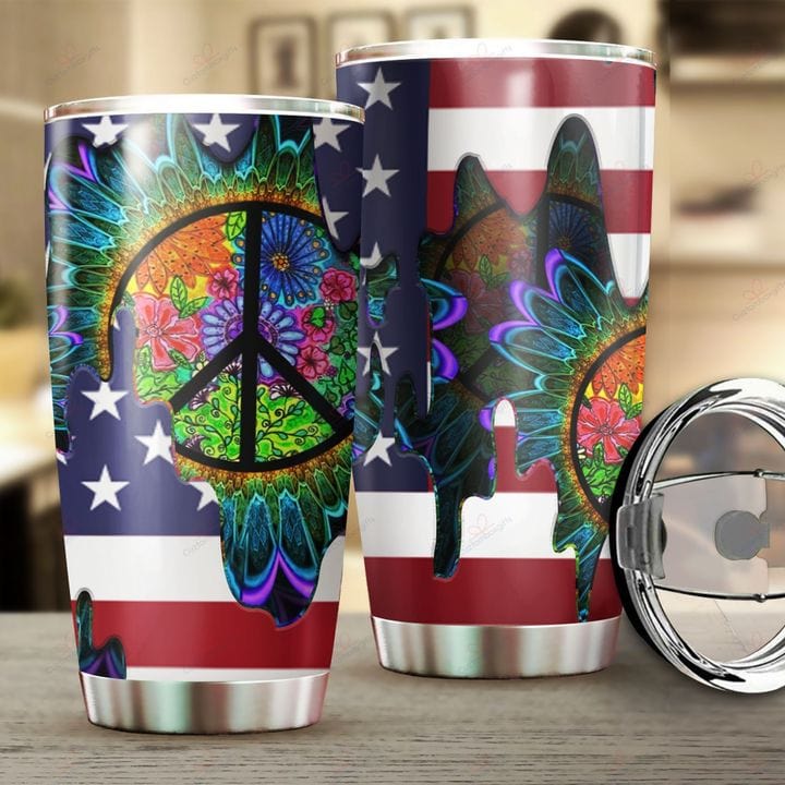 Vaso hippie con bandera estadounidense