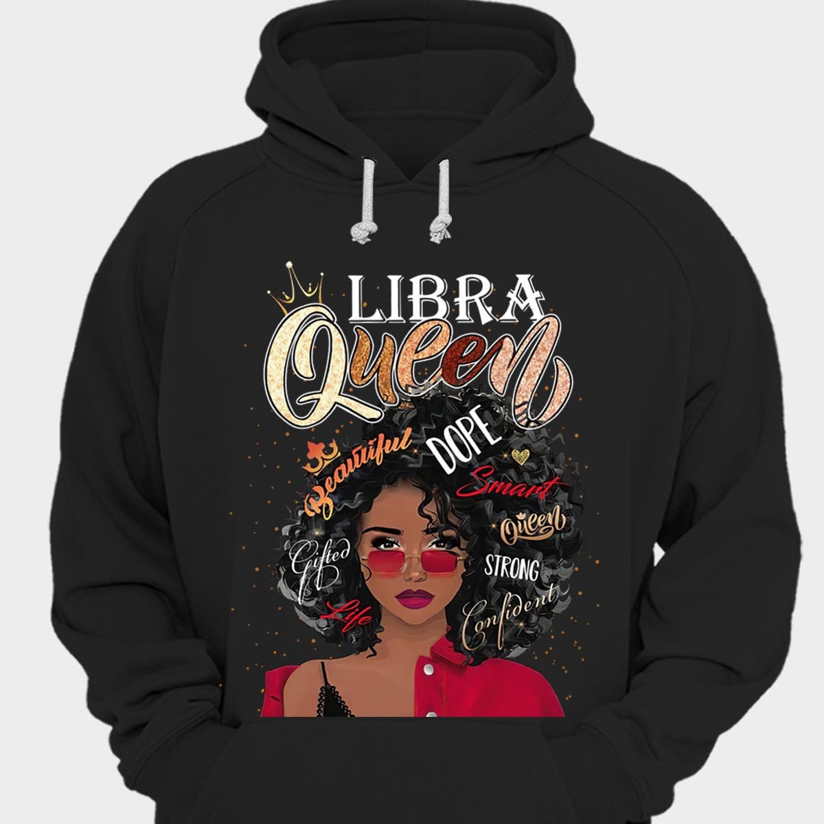 Camisetas negras para mujer afro de la reina Libra