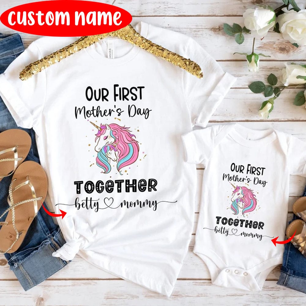 Our First Mother's Day Together Unicorn Personalized Shirts