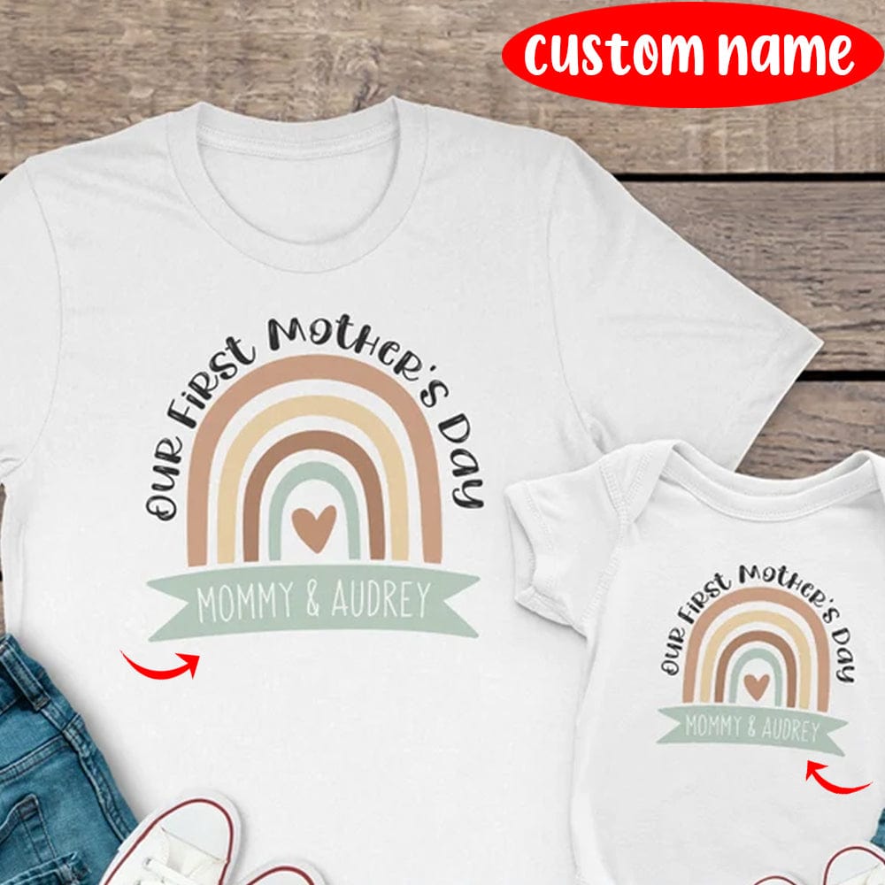 Our First Mother's Day Rainbow Personalized Shirts