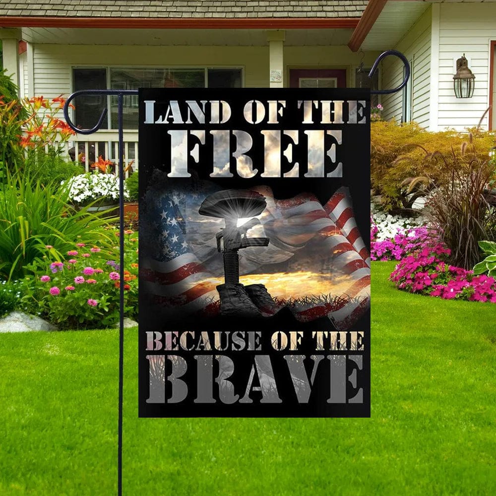 Land Of The Free Because Of The Brave Memorial Day House & Garden Flag