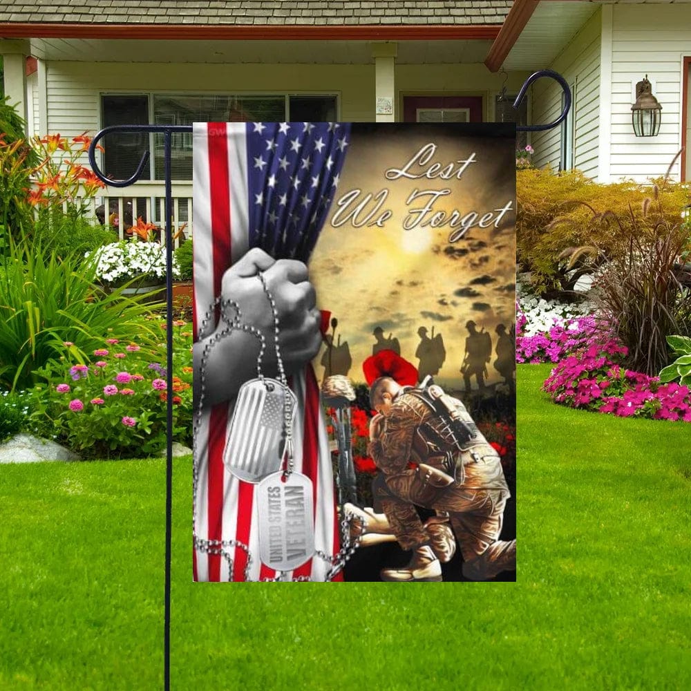 Lest We Forget US Veteran Memorial Day House & Garden Flag