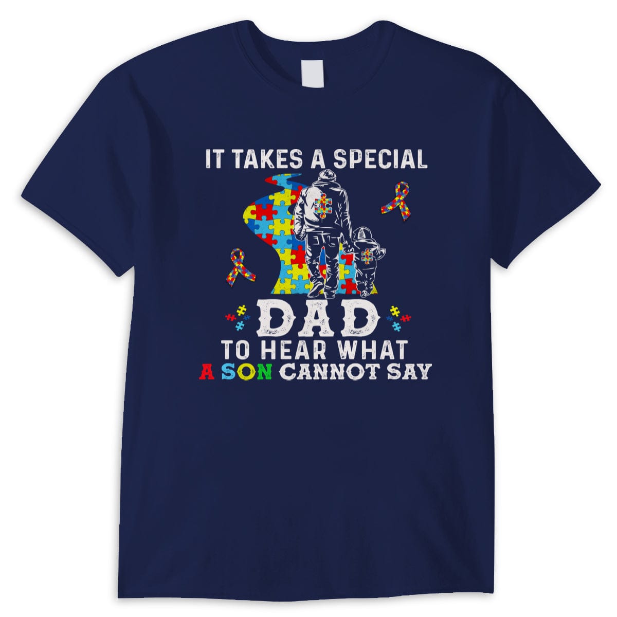 Se necesita un padre especial para escuchar lo que el hijo no puede decir Camiseta con lazo de rompecabezas para niños sobre autismo