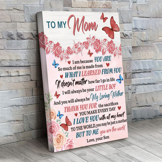 Para mi mamá, amor de parte de mi hijo, póster para el Día de la Madre, lienzo