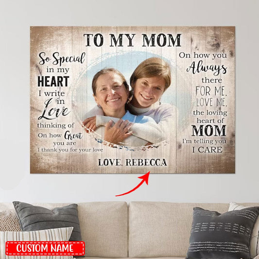 To My Mom Gift From Daughter, Son Personalized Mother's Day Poster, Canvas