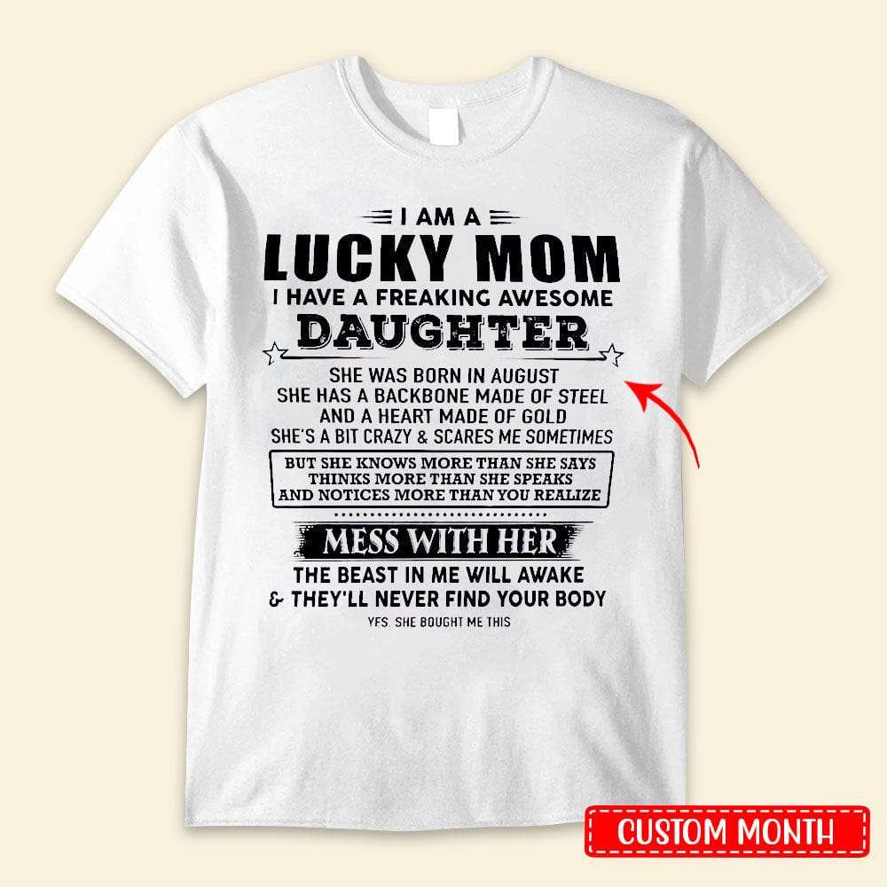 Soy una mamá afortunada, tengo una hija increíble Camisetas personalizadas para el Día de la Madre