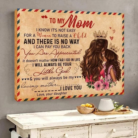 To My Mom Love From Daughter Mother's Day Poster, Canvas