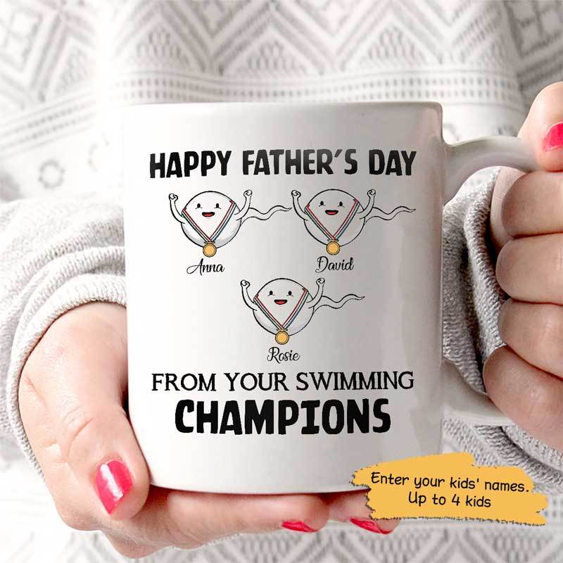 Regalos divertidos personalizados para papá de campeones de natación Taza del día del padre
