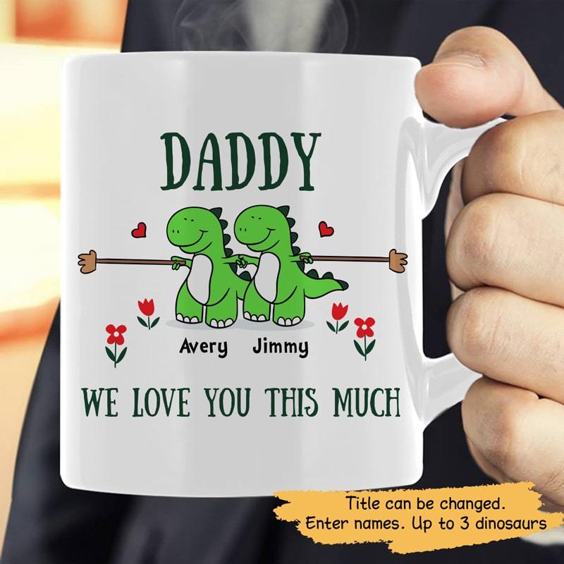 Taza personalizada para el Día del Padre con diseño de Papá Dinosaurio