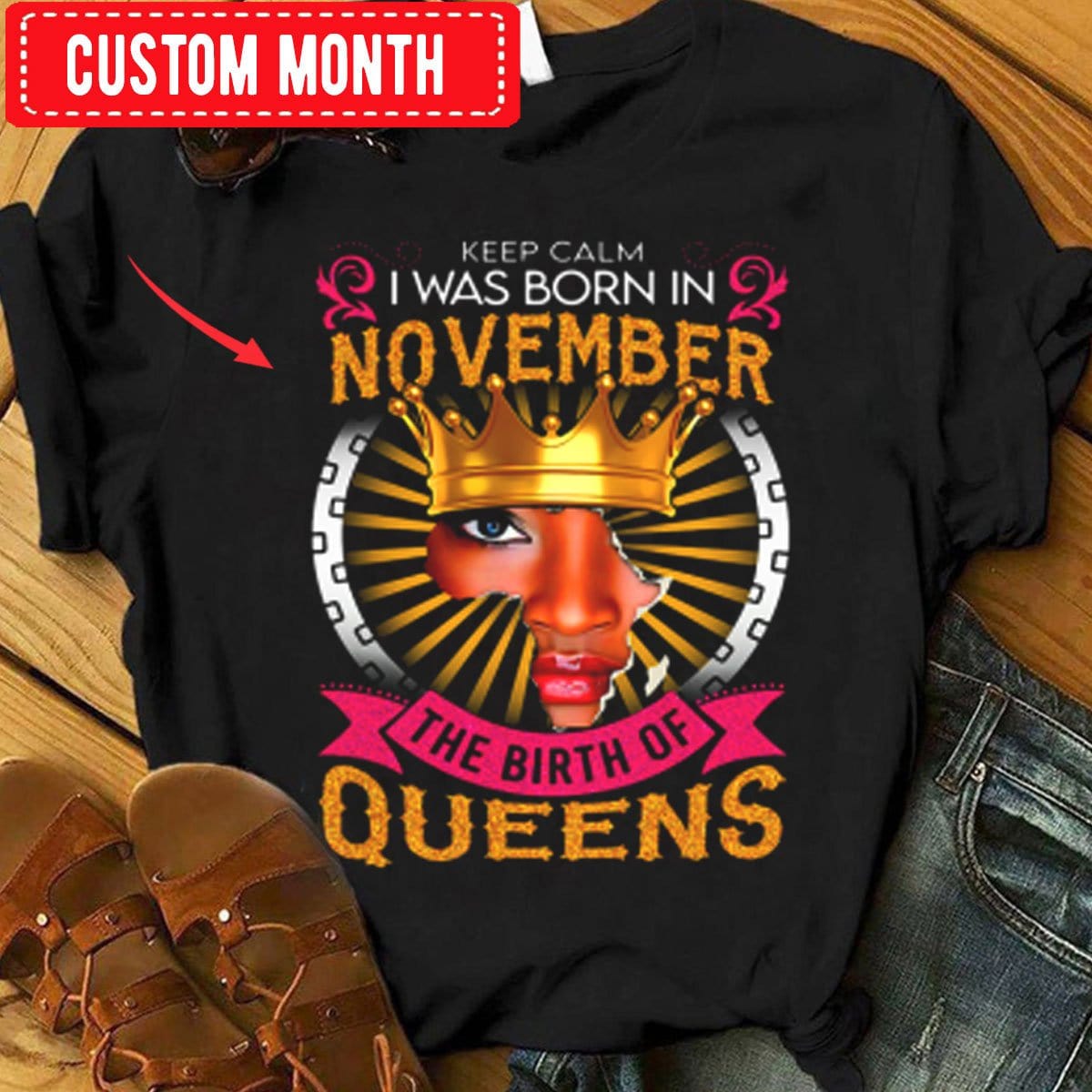 Nací en noviembre, el nacimiento de Queens, camisetas de cumpleaños personalizadas