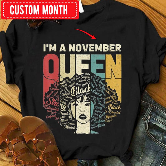 Soy una reina de noviembre, mujer afro negra, camisetas de cumpleaños personalizadas vintage