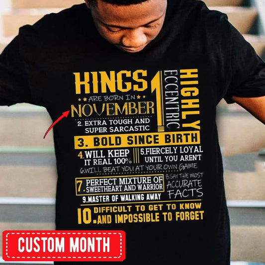 Los reyes nacen en noviembre, camisetas de cumpleaños personalizadas