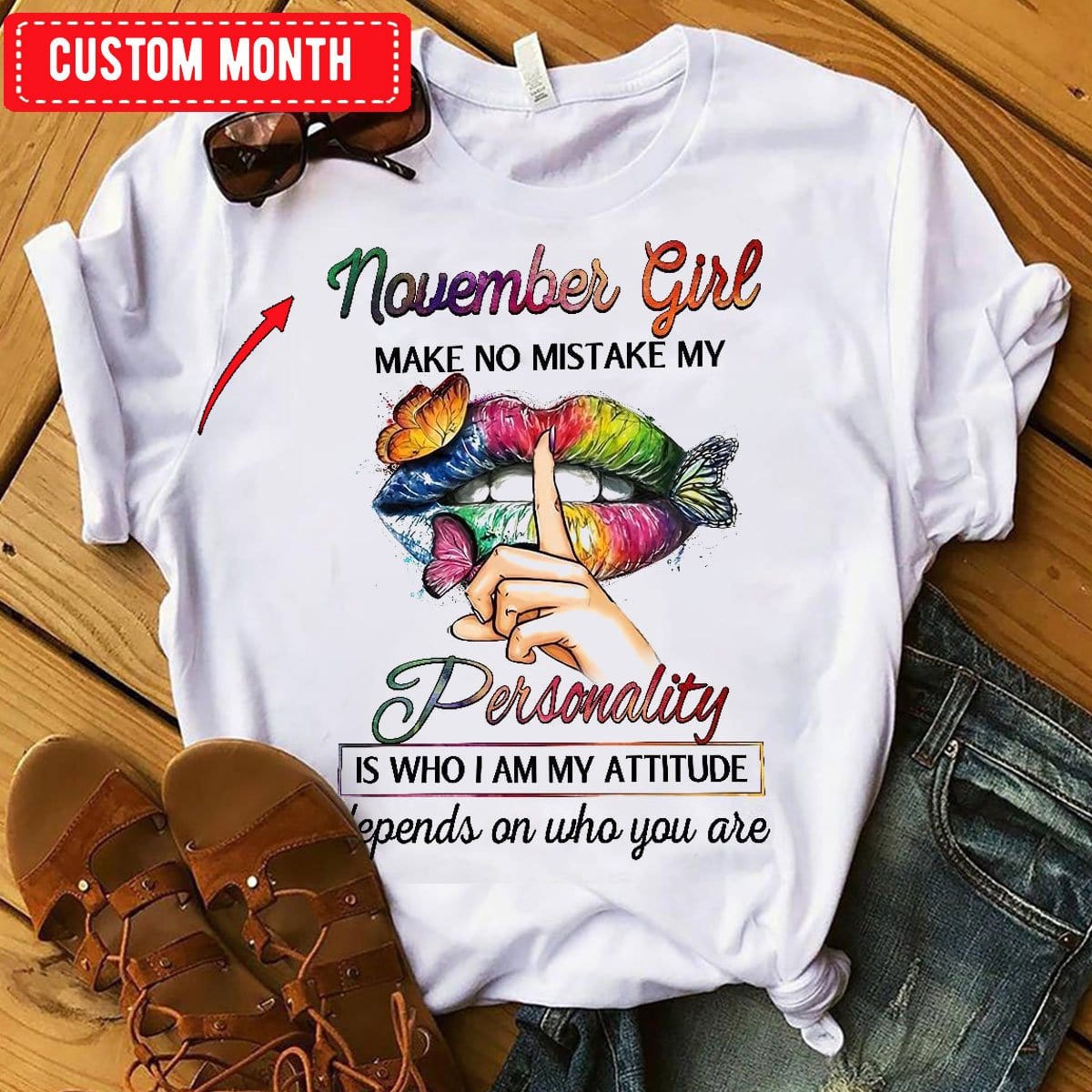 Chica de noviembre Mi personalidad es quien soy, camisetas de cumpleaños personalizadas