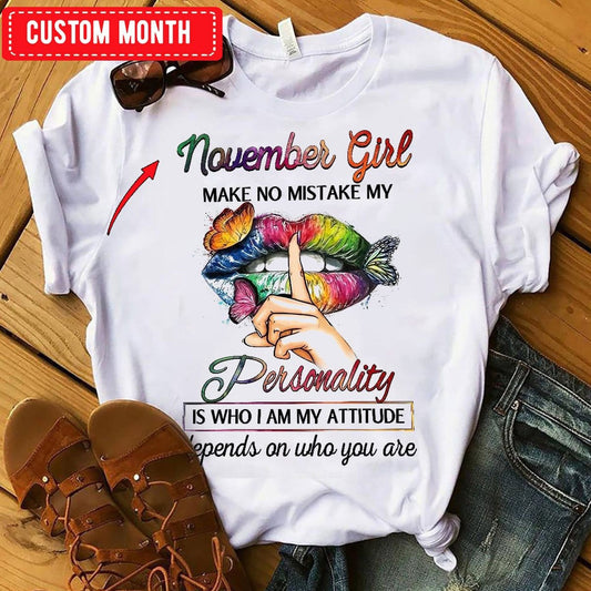 Chica de noviembre Mi personalidad es quien soy, camisetas de cumpleaños personalizadas