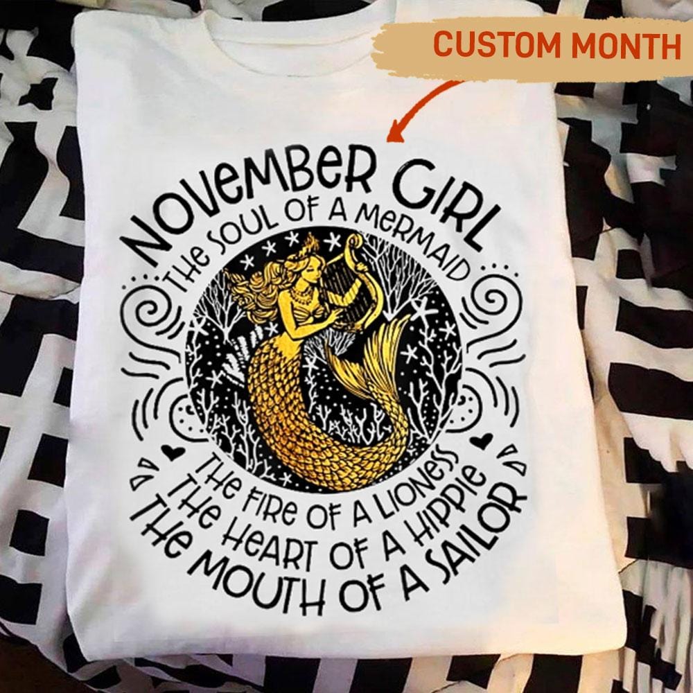 The Soul Of Mermaid Heart Of Hippie, Personalized Birthday Shirts