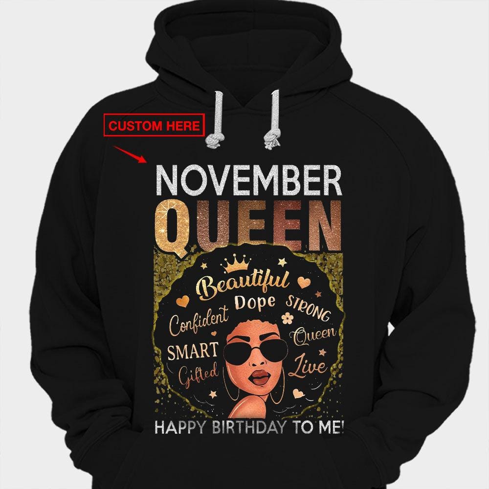 Camisetas de cumpleaños personalizadas para mujeres afroamericanas de noviembre