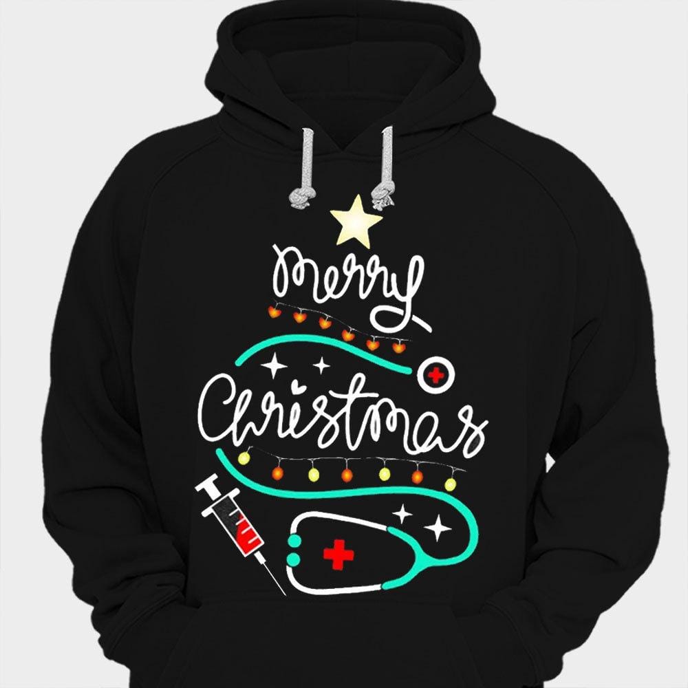 Camisetas de enfermeras con mensaje de feliz Navidad