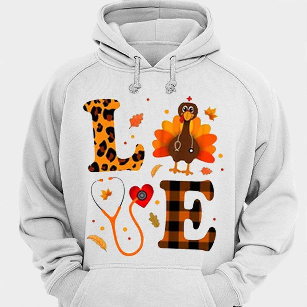 Camisetas de enfermeras con el mensaje "Me encanta el Día de Acción de Gracias"