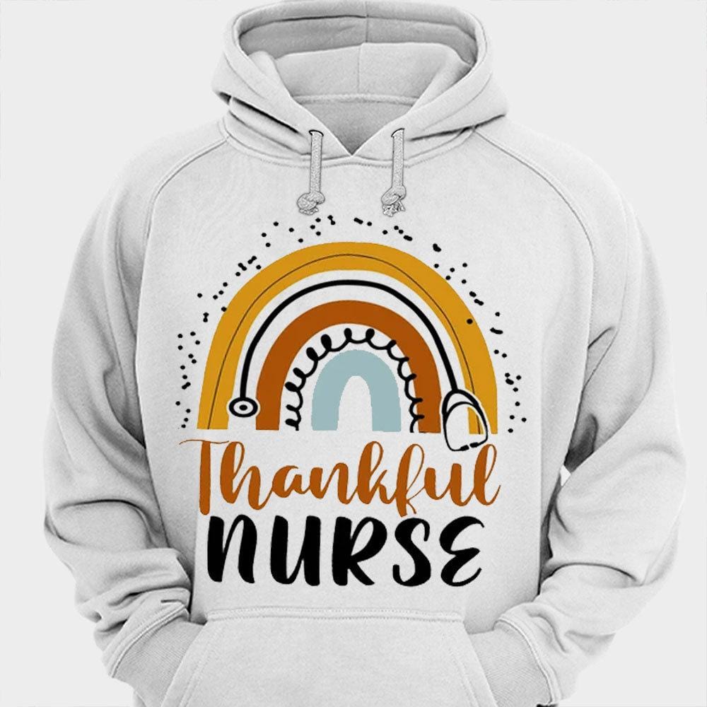 Camisetas de enfermeras agradecidas con arcoíris para Acción de Gracias