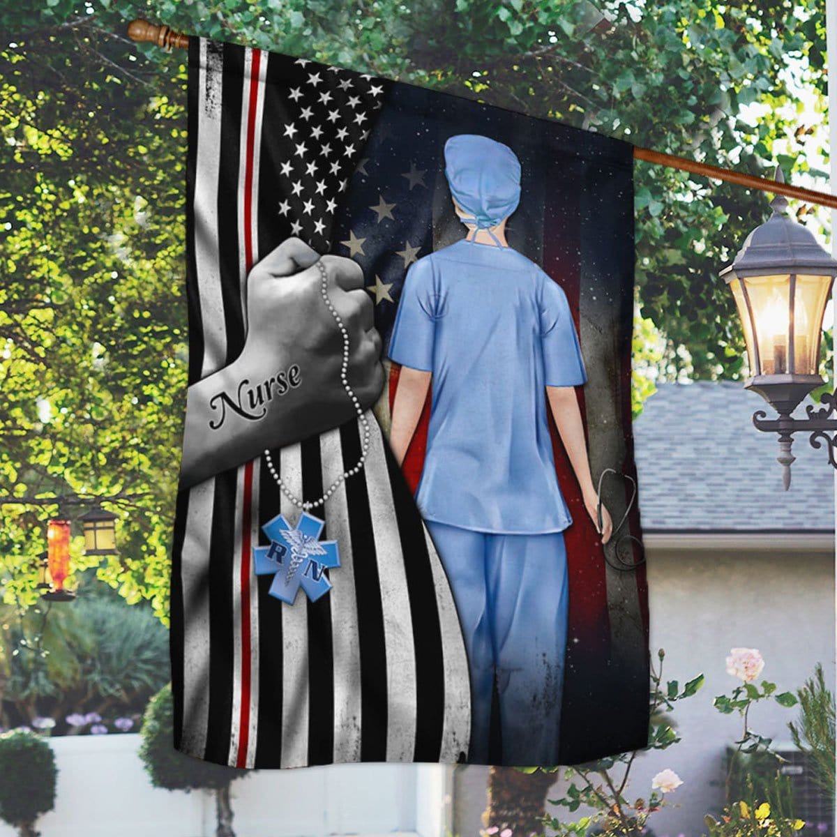 Bandera para casa y jardín de American Nurse
