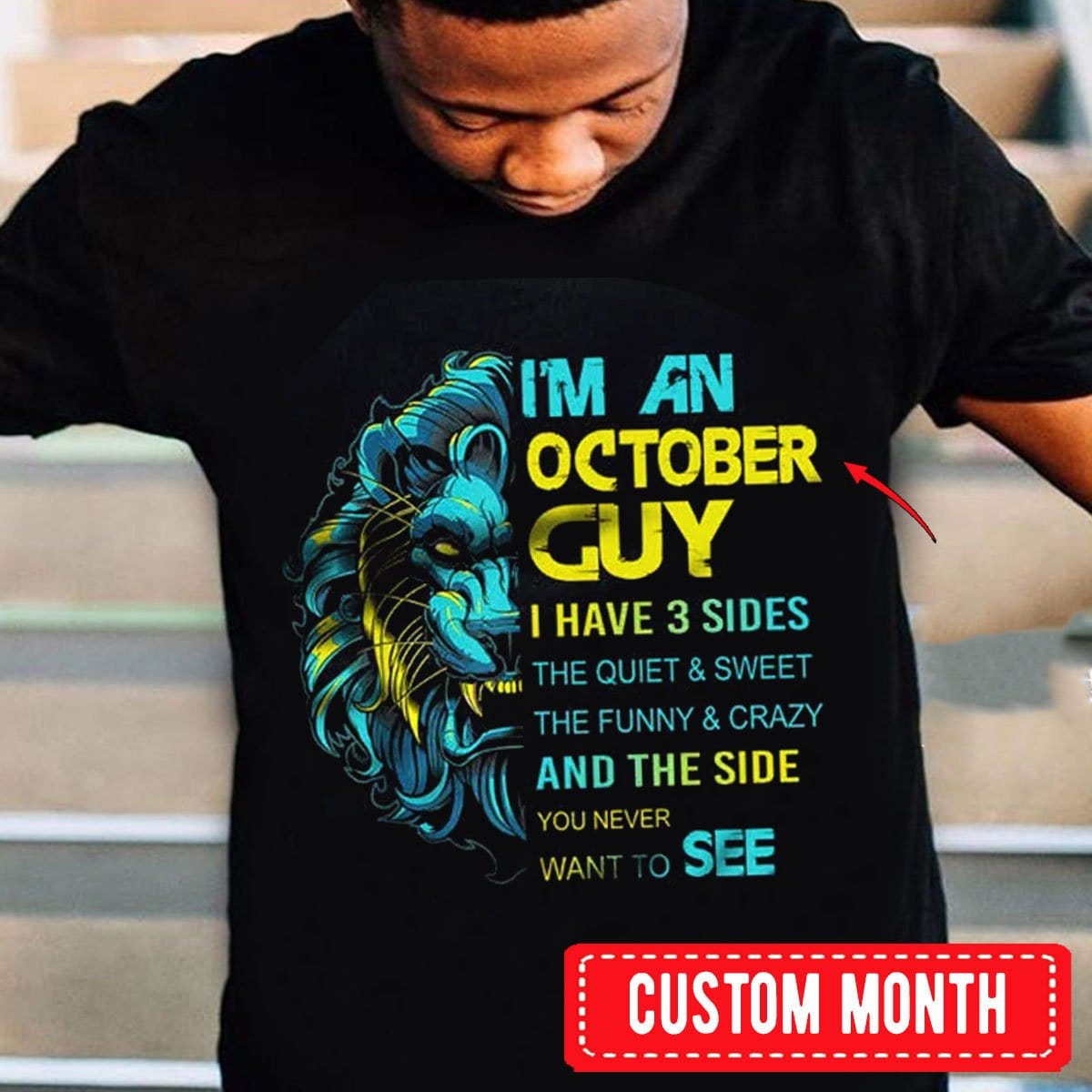 Soy un chico de octubre, camisetas de cumpleaños personalizadas de león
