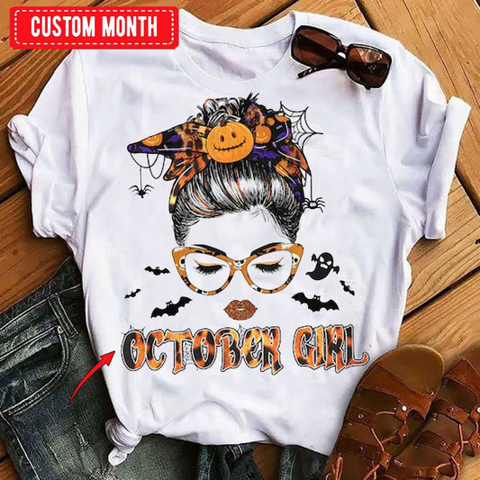 Camisetas de cumpleaños personalizadas para niña de octubre