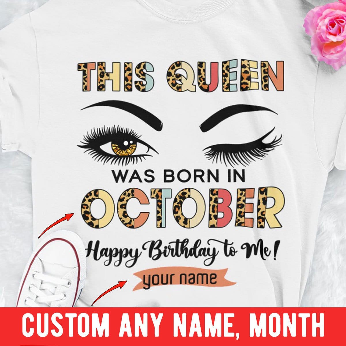 Esta reina nació en octubre, camisetas de cumpleaños personalizadas