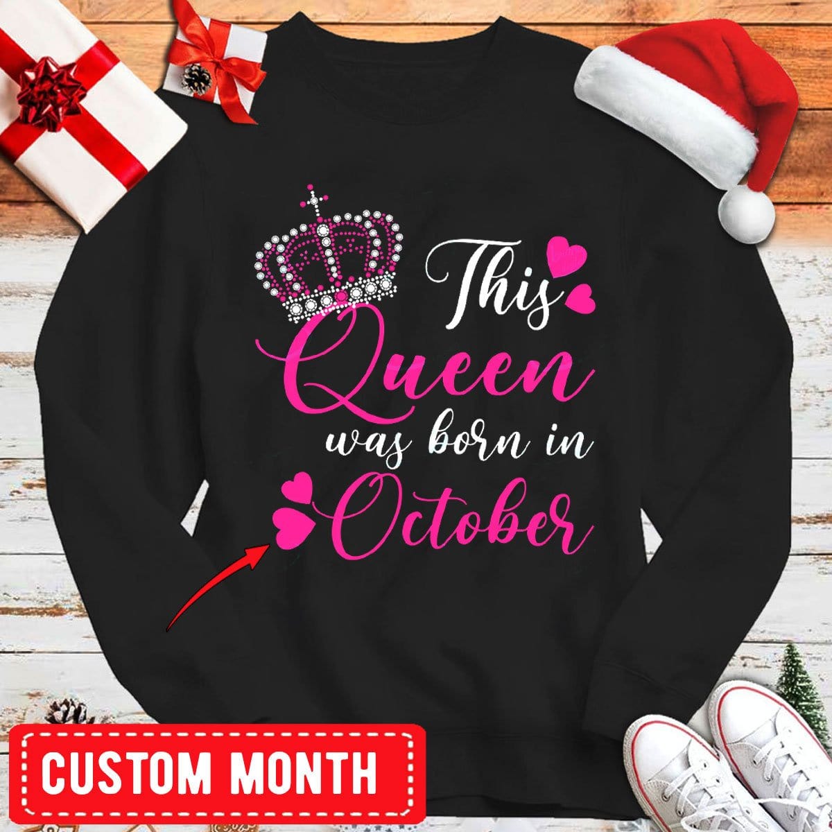 Esta reina nació en octubre, camisetas de cumpleaños personalizadas, sudadera con capucha
