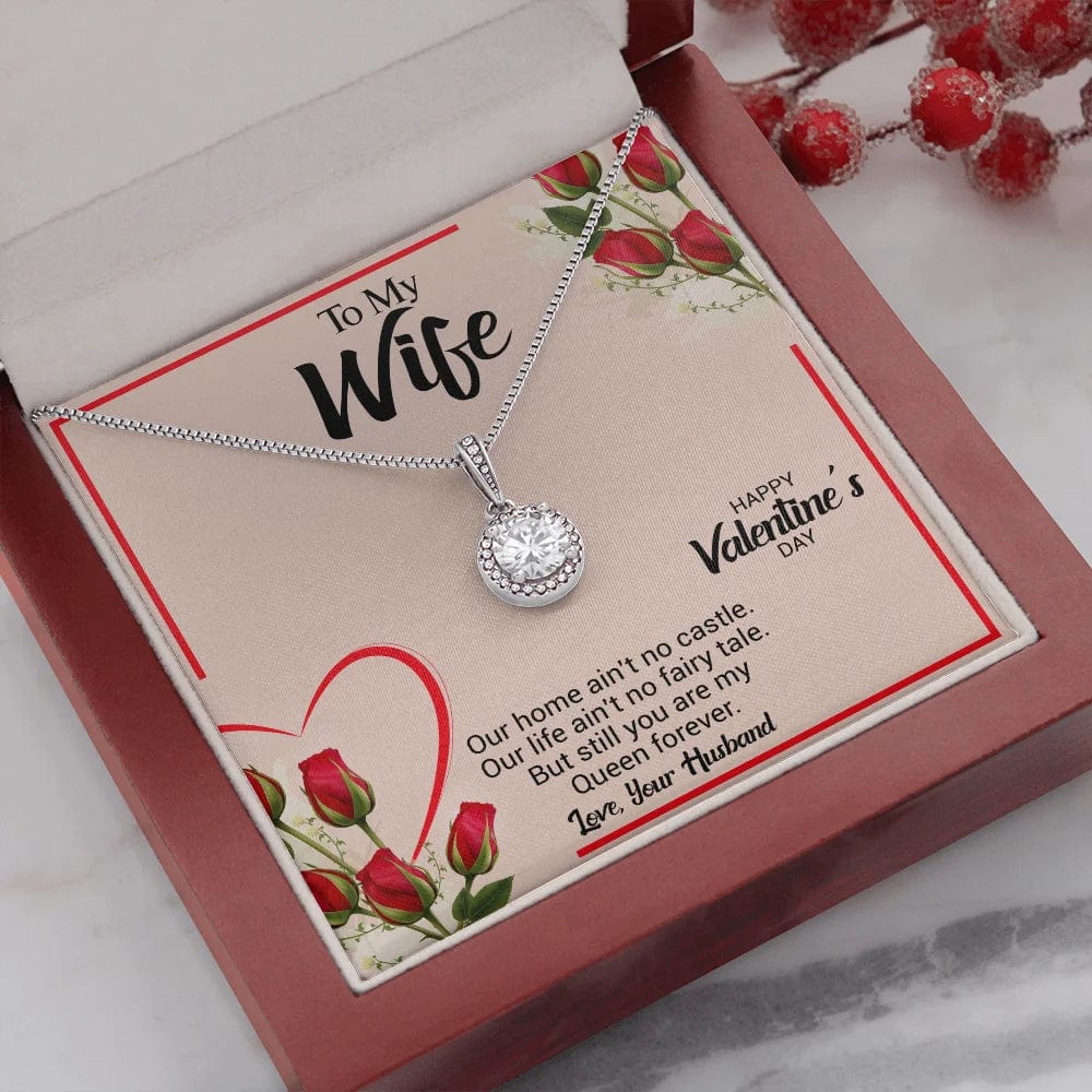 Collar para mi esposa: Feliz día de San Valentín. Sigues siendo mi reina para siempre. De parte de mi amado esposo.