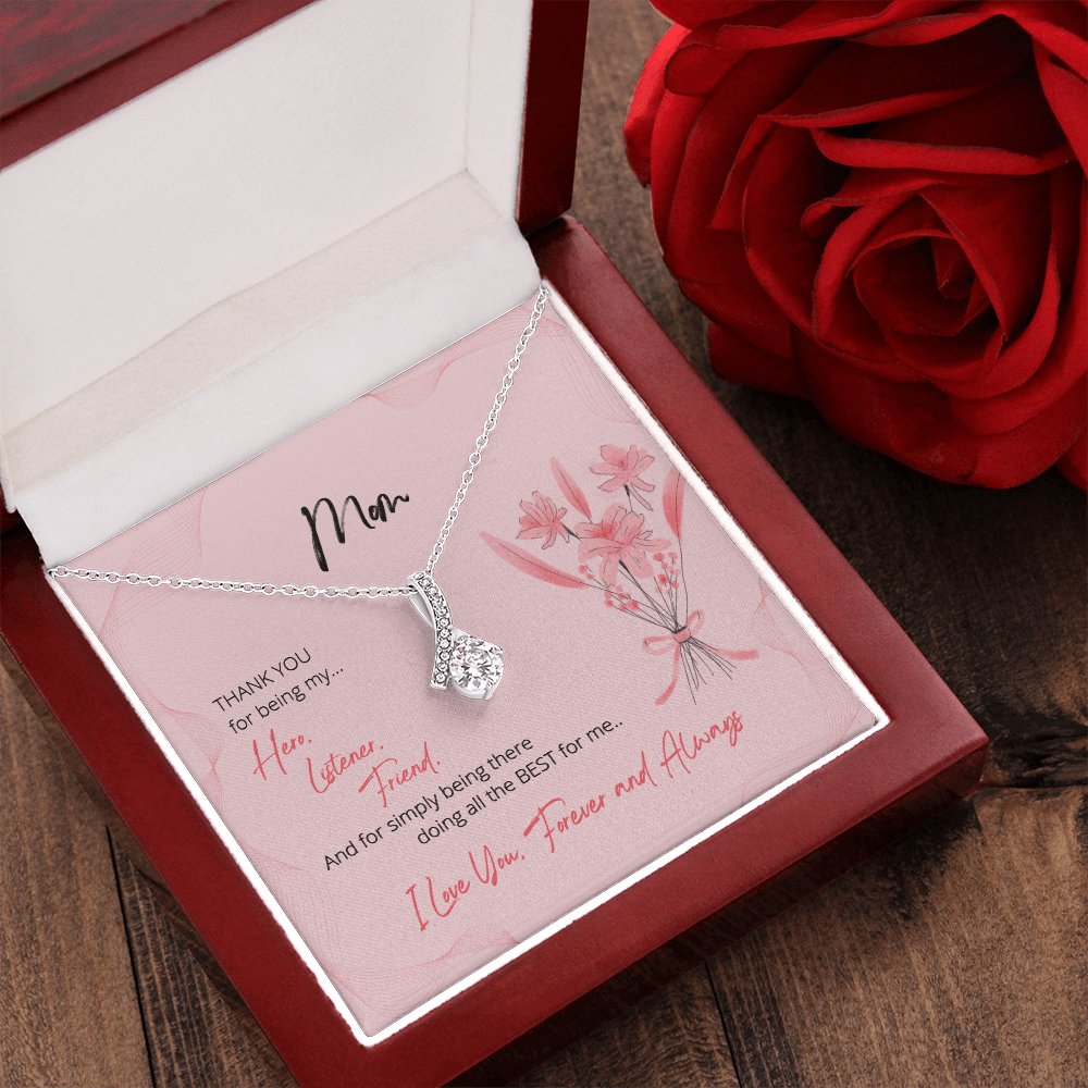 Alluring Beautiful Necklace For Mom - Thank You For Being My Hero, Listener, Friend