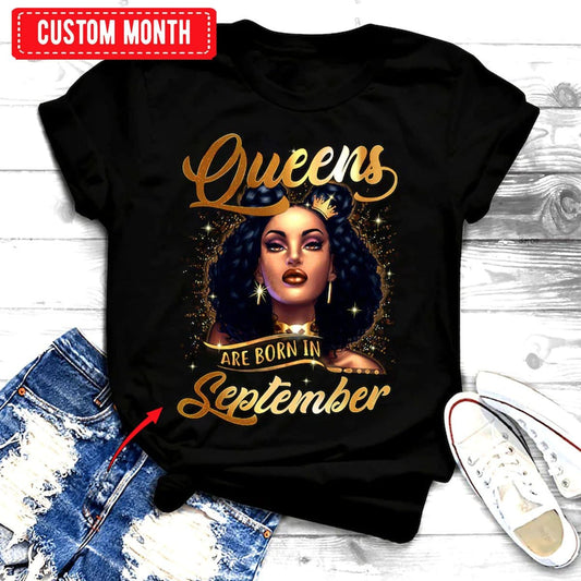 Las reinas nacen en septiembre, camisetas de cumpleaños personalizadas