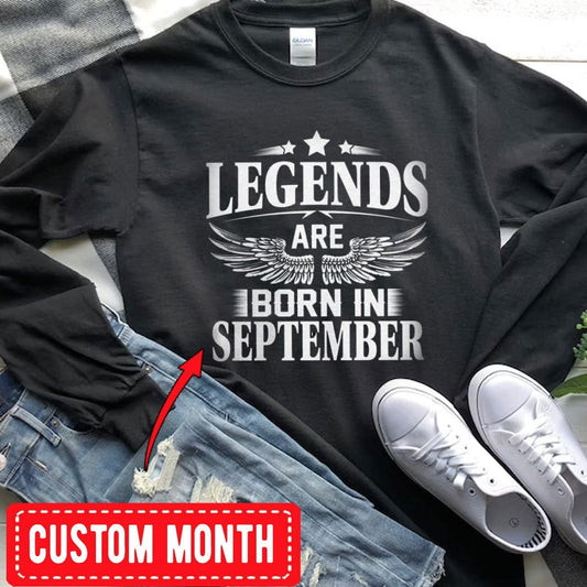 Las leyendas nacen en septiembre, camisetas de cumpleaños personalizadas