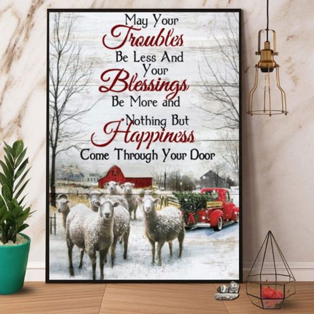 Que tus problemas sean menores y tus bendiciones sean mayores Póster de ovejas, lienzo