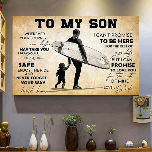 Para mi hijo, amor de papá, póster de surf, lienzo