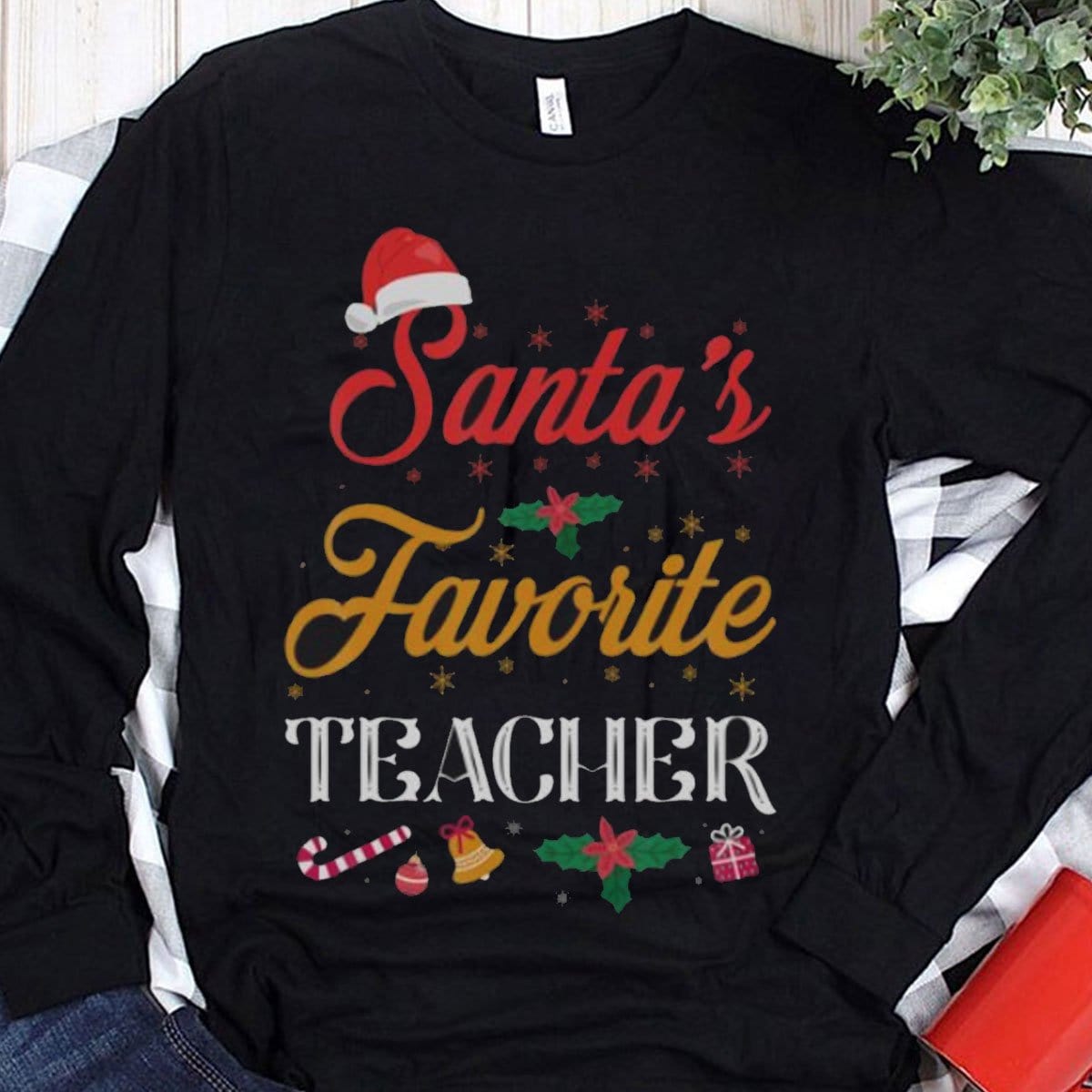 Sudadera con capucha y camisetas navideñas de la maestra favorita de Papá Noel