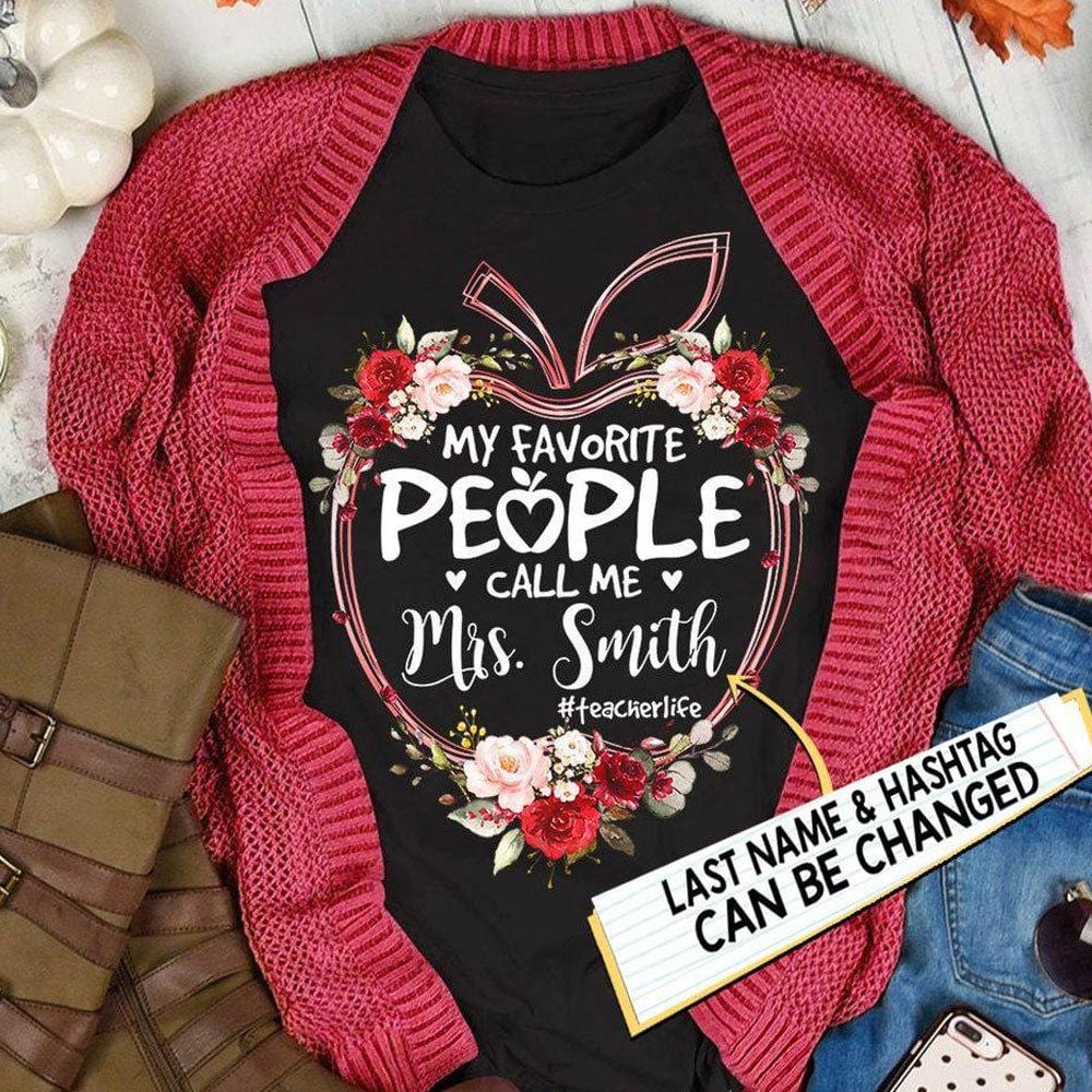 Camisetas personalizadas para profesores, mi gente favorita me llama, nombre personalizado