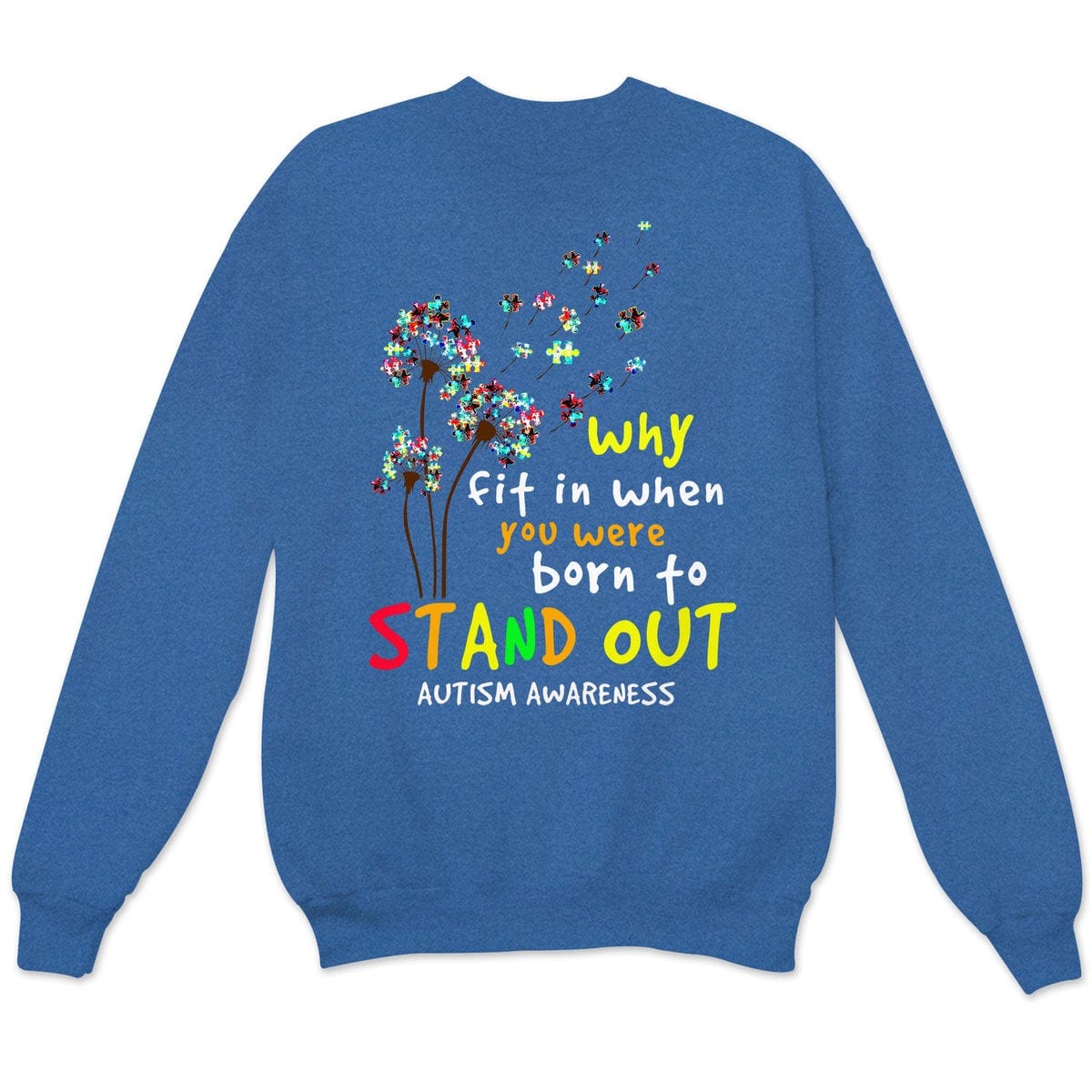 Por qué encajar cuando naciste para destacar, pieza de rompecabezas azul, diente de león, camiseta de concienciación sobre el autismo