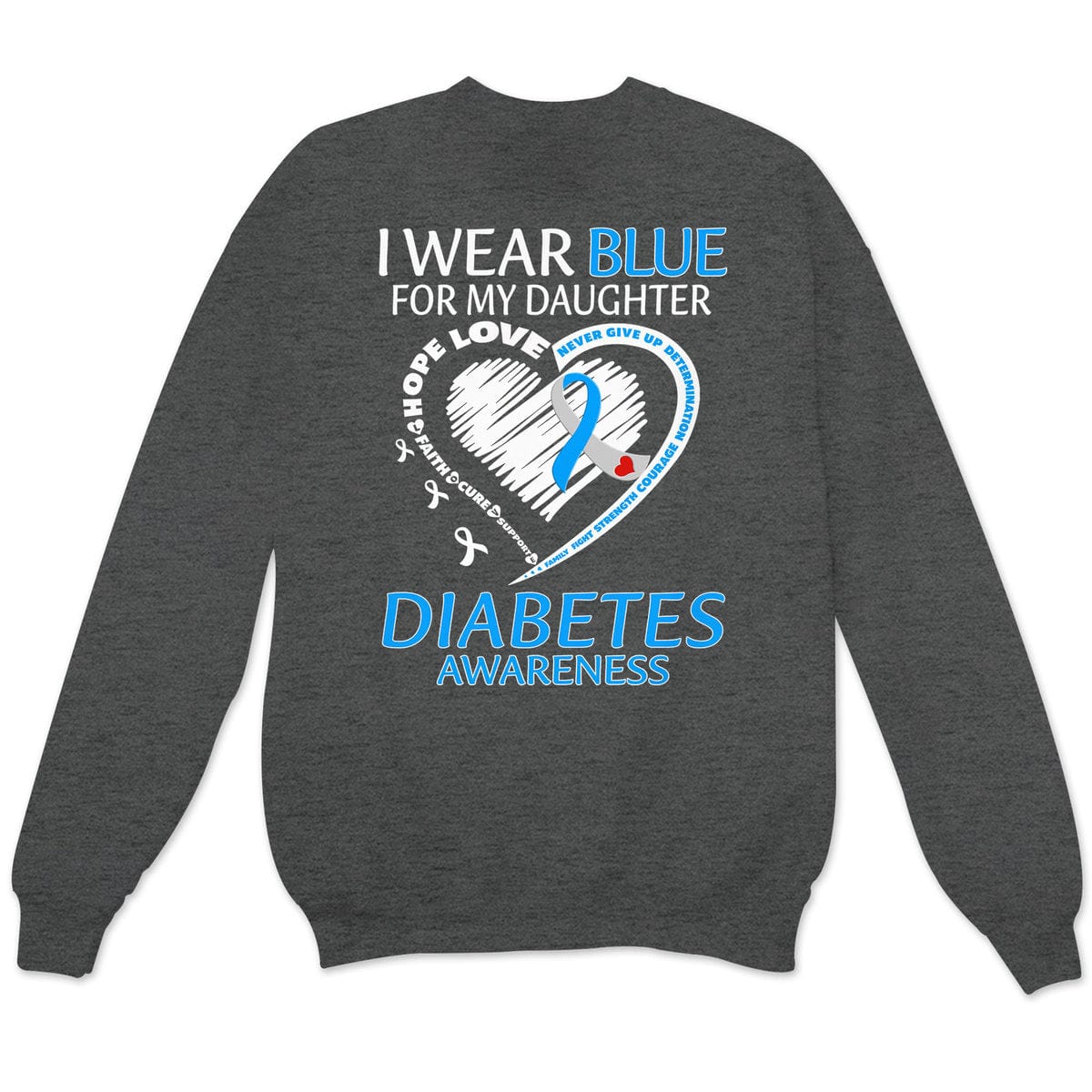 Llevo puesto el azul por mi hija, camiseta con lazo en forma de corazón para concienciar sobre la diabetes tipo 1