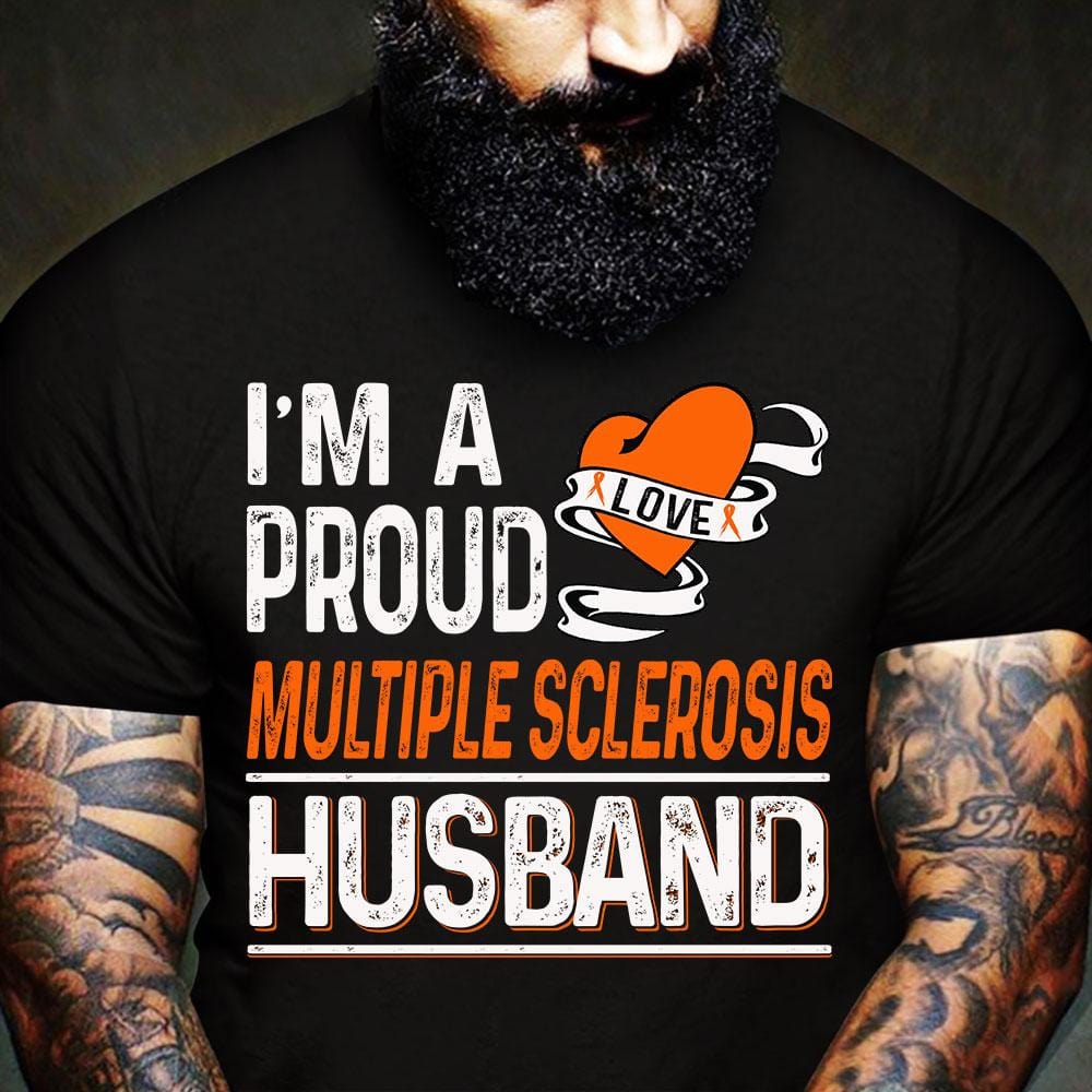 Soy un orgulloso esposo con esclerosis múltiple, para hombres, camiseta de concientización sobre la esclerosis múltiple
